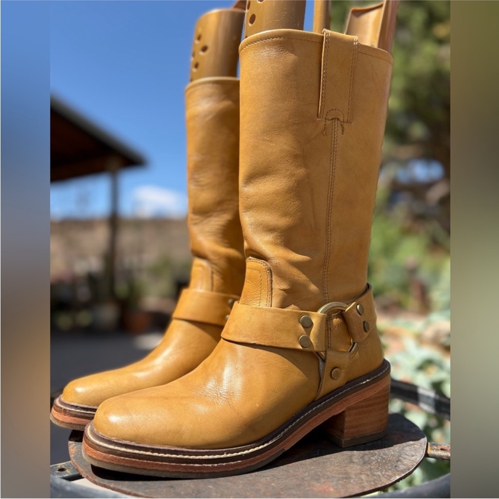 Frye Women's Heeled Boots in Mustard Yellow - Picture 2 of 9